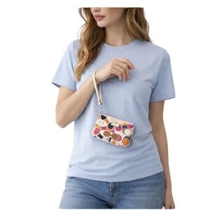 NWT Coach Multicolor Pattern Scarf Print Satin Wristlet